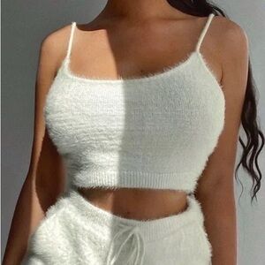 Meshki Katria Fluffy Crop Tank Top | NWT | Medium | Ivory